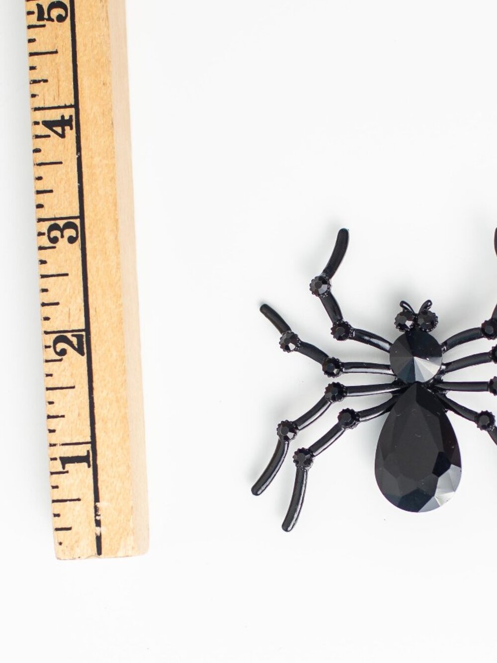 Black Crystal Rhinestone Spider Brooch Pin Halloween Gothic Statement Jewelry 3" - Picture 5 of 5